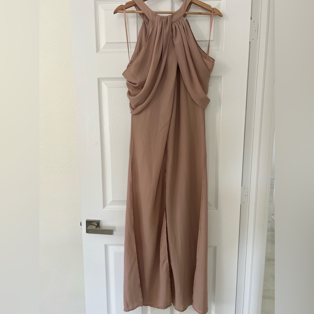 New York & Company Soft Beige Draped Blouse